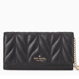 Kate Spade Black Briar Lane Milou Quilted Leather Clutch w/ Removable Chain NWOT